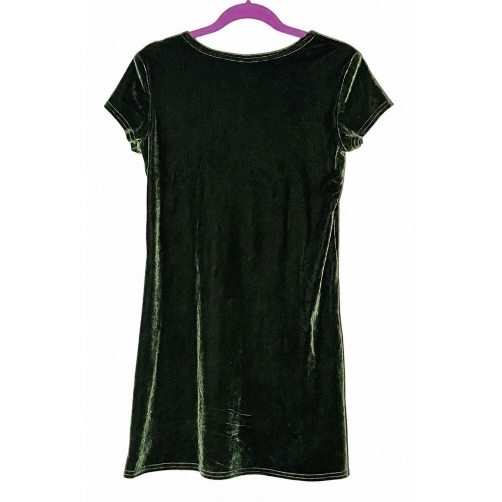 Jonathan Martin Dress Juniors 9 Green Velvet Mini Shift VTG 90s Grunge USA Glam